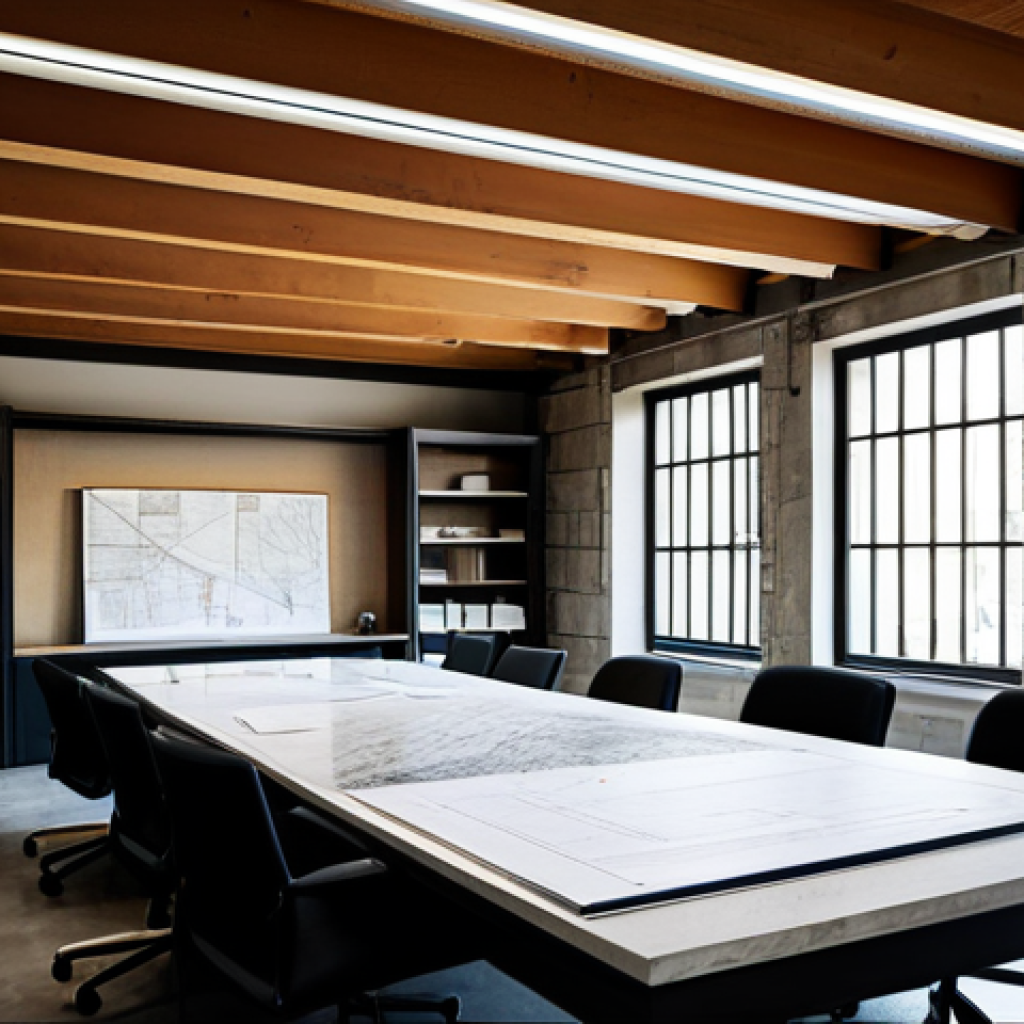 건축기술사 중점 과목 공부법 - Building Materials Mastery**

"A well-organized architectural office space, featuring blueprints, ma...