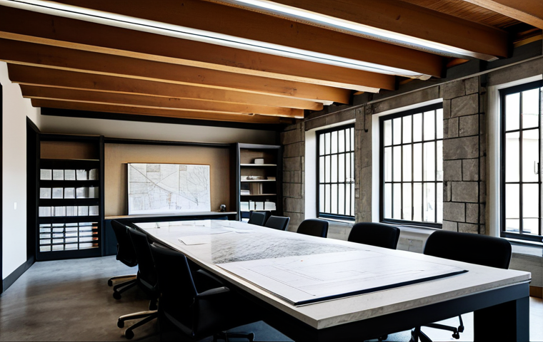 건축기술사 중점 과목 공부법 - Building Materials Mastery**

"A well-organized architectural office space, featuring blueprints, ma...