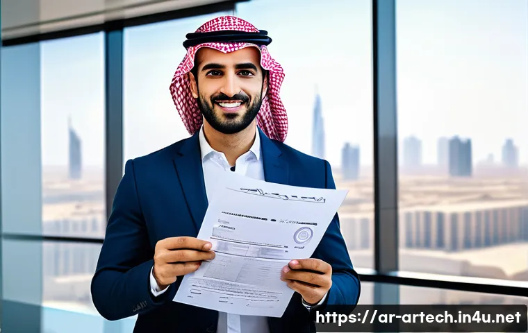 건축기술사 자격증 유효기간과 갱신 방법 - A professional Arab male architect in his 30s wearing smart business casual attire, confidently hold...