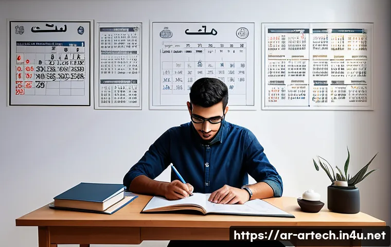 건축기술사 준비생을 위한 모의고사 - A detailed scene showing an Arab male civil engineer in his late 20s preparing for a practical exam ...